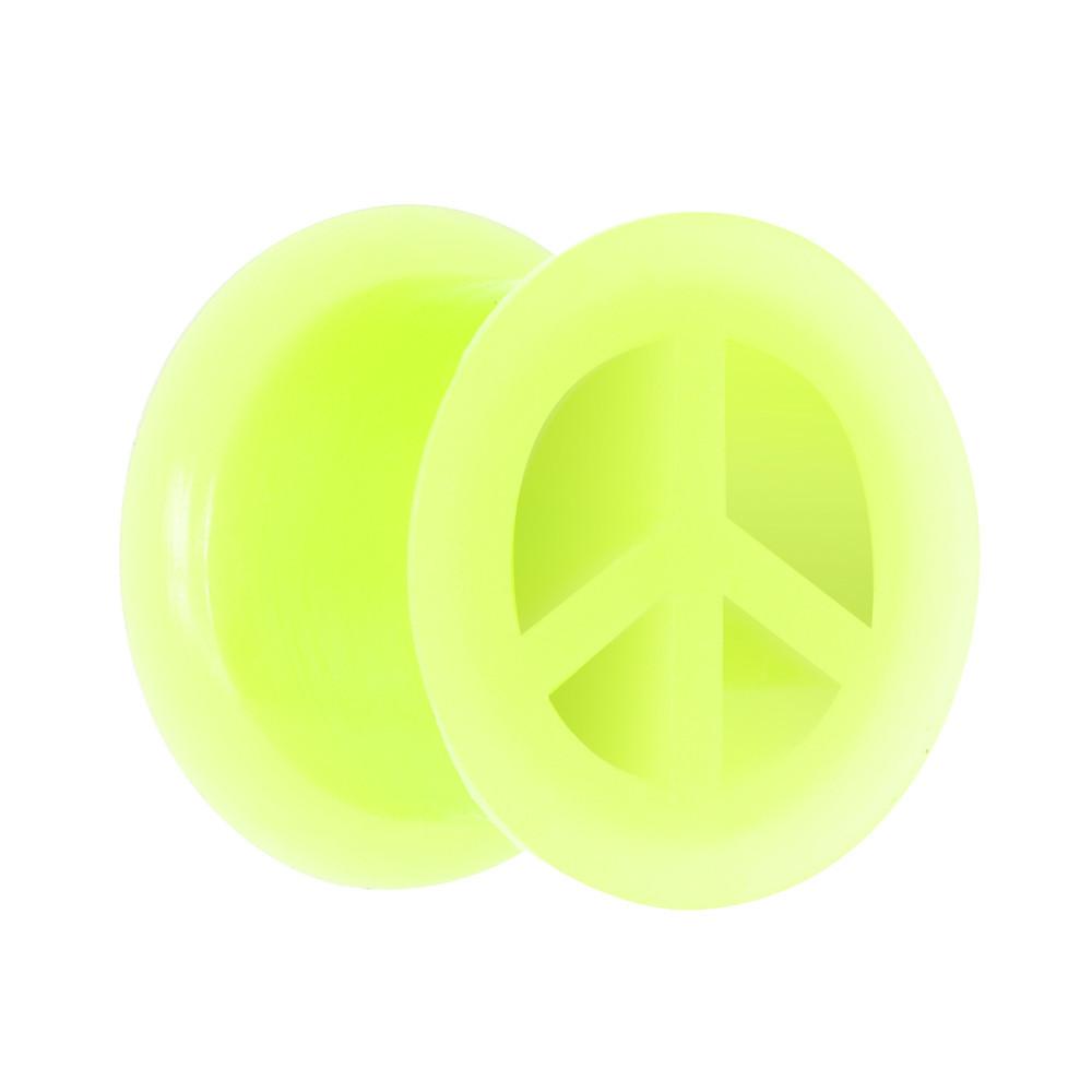 Neon Yellow Silicone Peace Sign Tunnel 0G to 14mm