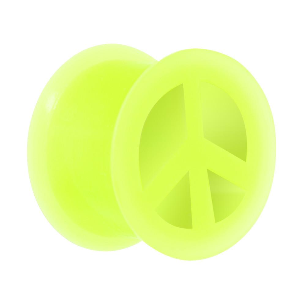 Neon Yellow Silicone Peace Sign Tunnel 0G to 14mm