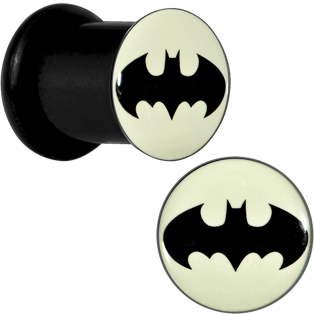 0G Black Acrylic Glow in the Dark Batman Plug Set