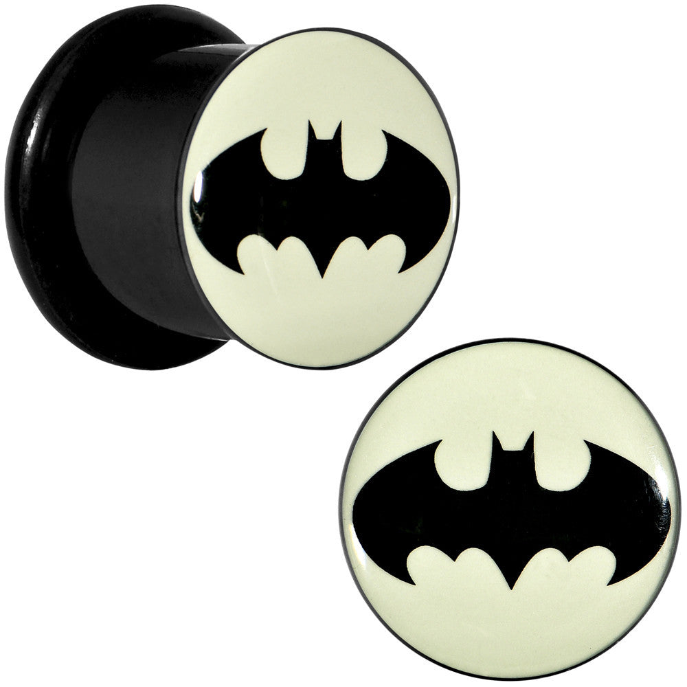 9/16 Black Acrylic Glow in the Dark Batman Plug Set