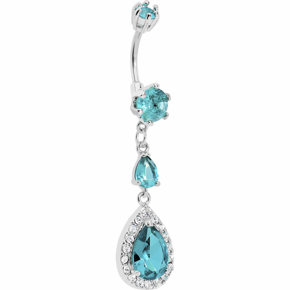 Hollywood Diva Aqua Gem Teardrop Belly Ring