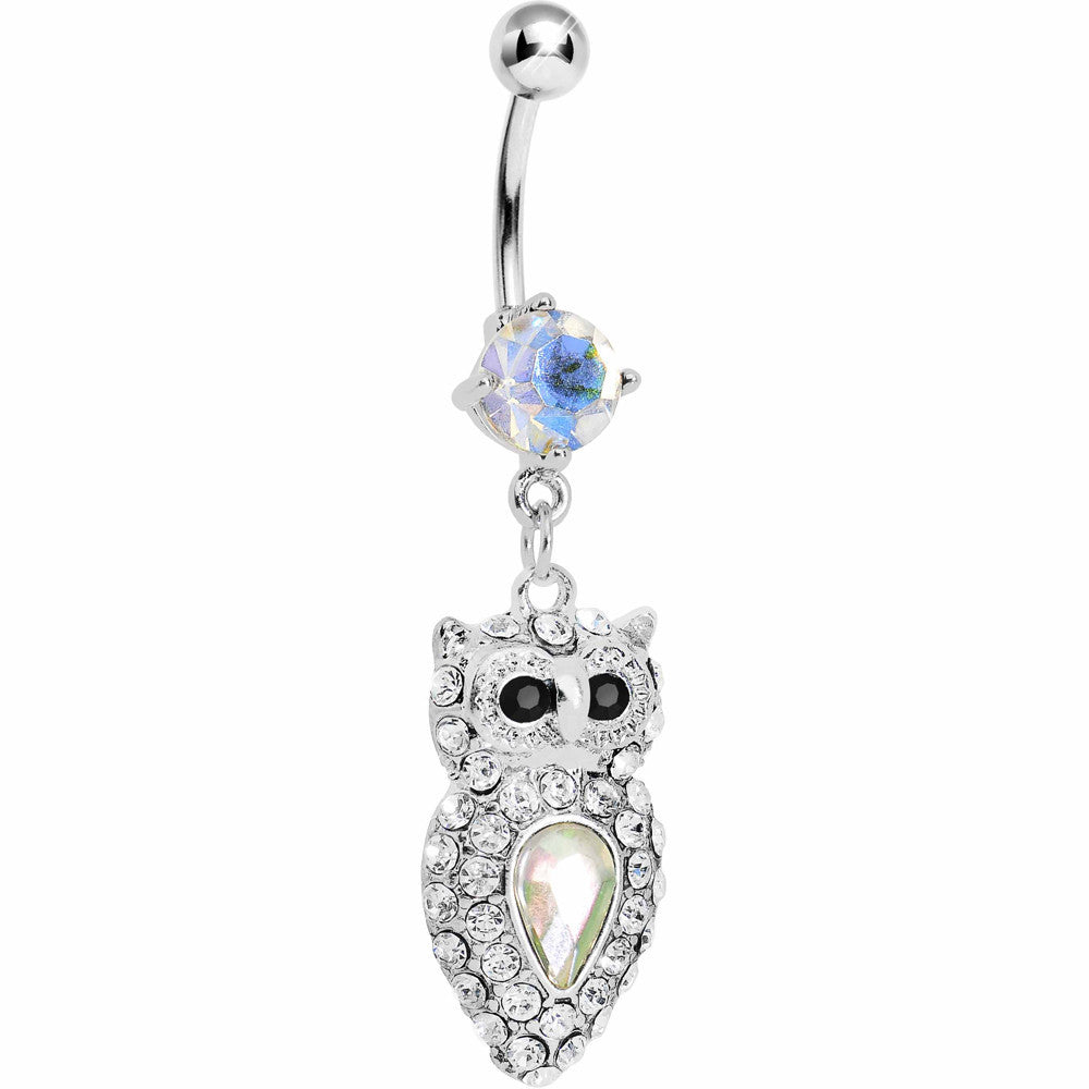 Sparkling Crystalline Gem Owl Belly Ring