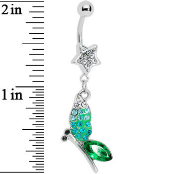 Green Gem Dragonfly Belly Ring