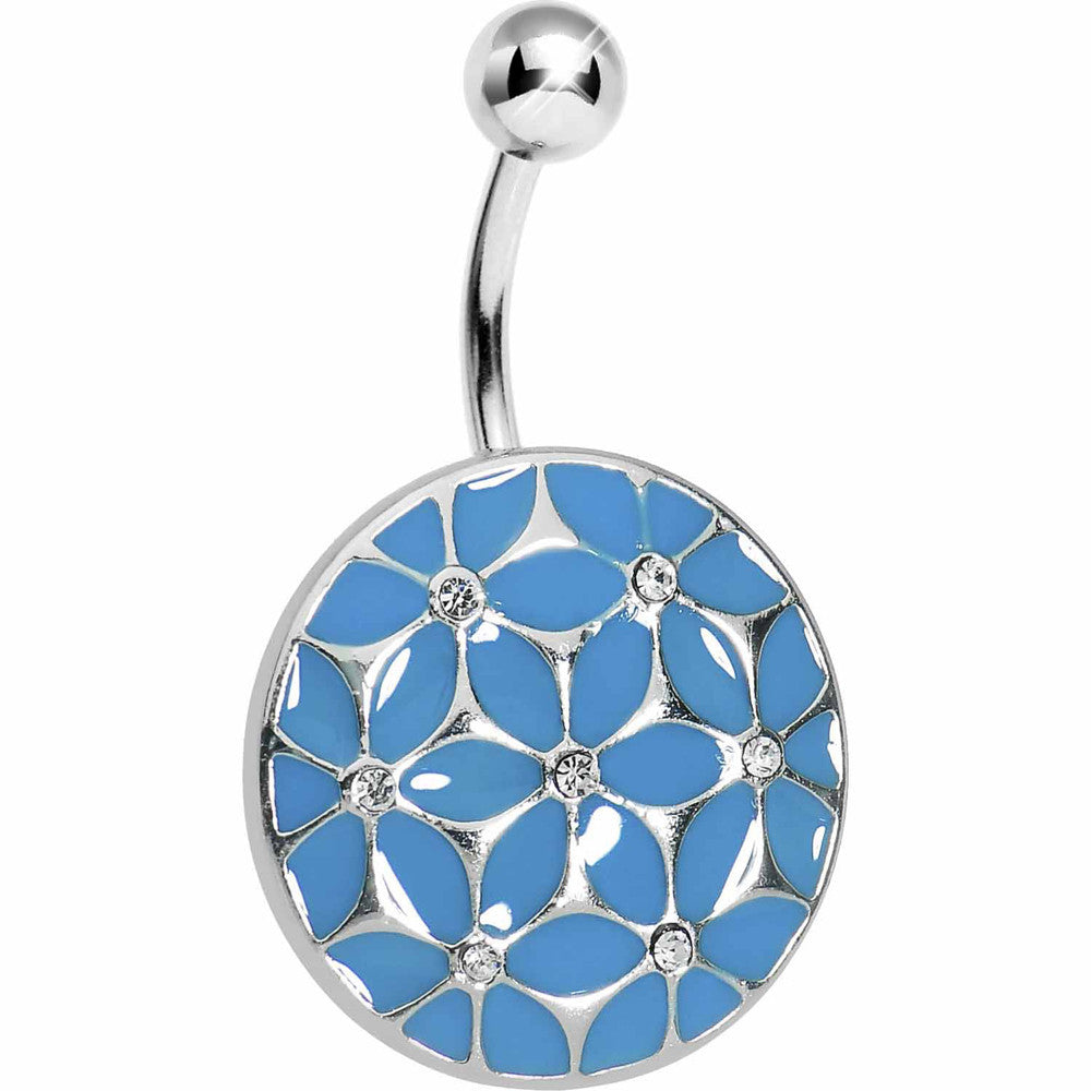 Blue Pocketful of Posie Flower Belly Ring