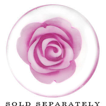 20mm Clear Acrylic Light Purple Floating Rose Flower Saddle Plug