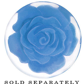 7/8 Clear Acrylic Blue Floating Rose Flower Saddle Plug
