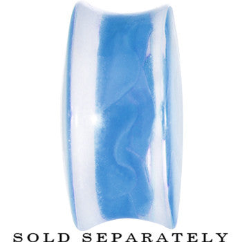 24mm Clear Acrylic Blue Floating Rose Flower Saddle Plug