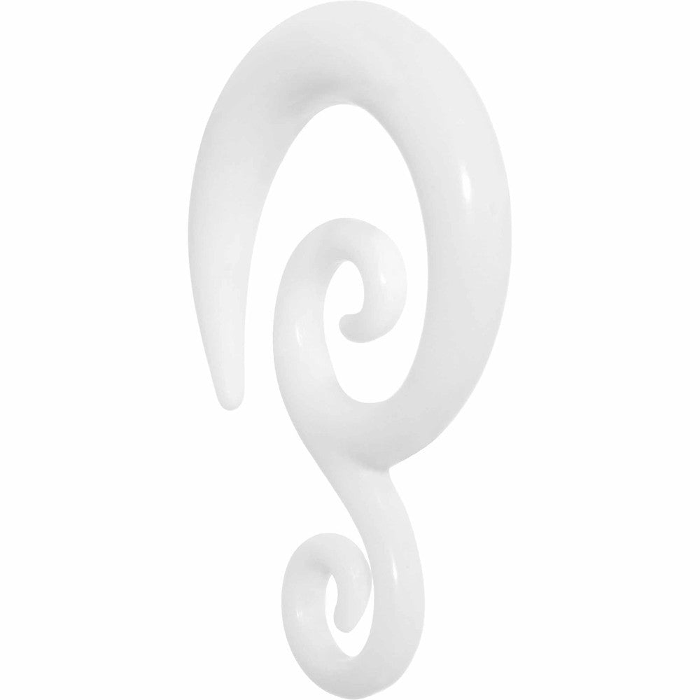0G White Acrylic Swirl Spiral Taper