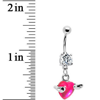 Winged Pink Heart Belly Ring