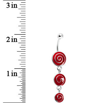 Red Lollipop Triple Swirl Belly Ring