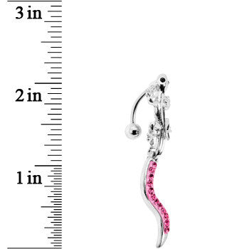 Top Mount Pink Gem Tail Lizard Belly Ring