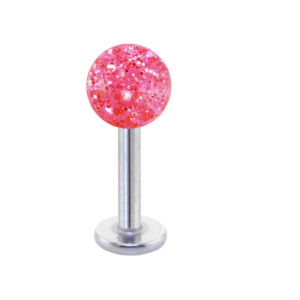 Acrylic Ball Pink GLITTER Labret