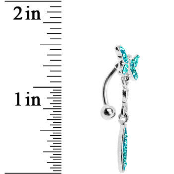 Top Mount Aqua Gem Dragonfly Belly Ring