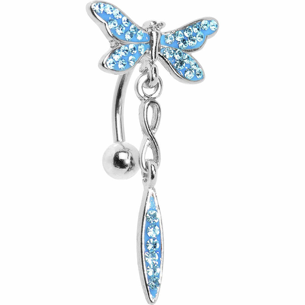 Top Mount Blue Gem Dragonfly Belly Ring