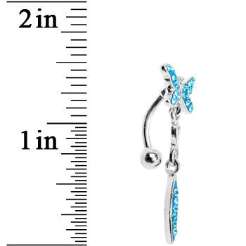 Top Mount Blue Gem Dragonfly Belly Ring
