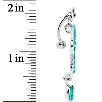 Top Mount Aqua Paved Gem Slithering Snake Belly Ring