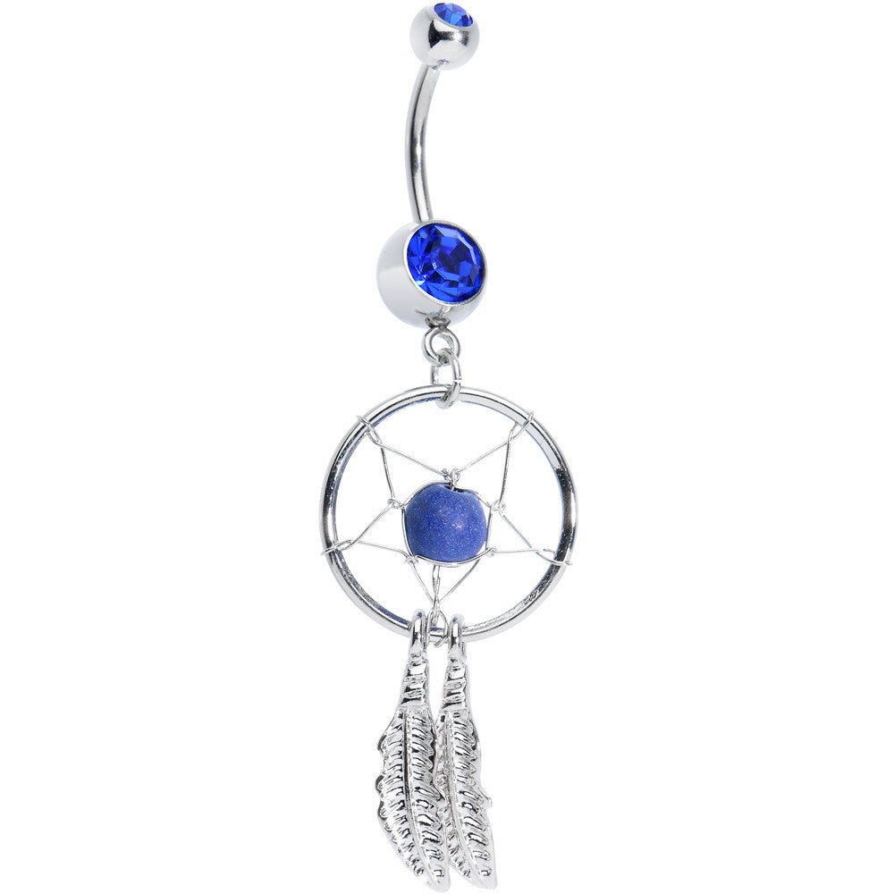 Blue Native American Dreamcatcher Belly Ring