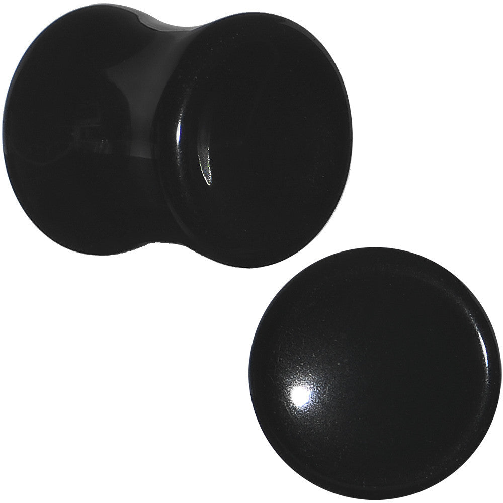 00G Natural Black Obsidian Saddle Plug Set