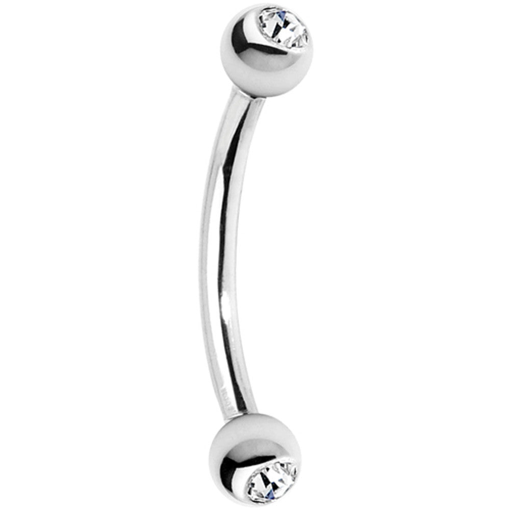 16G 3/8 Clear Gem Internally Threaded Eyebrow Ring