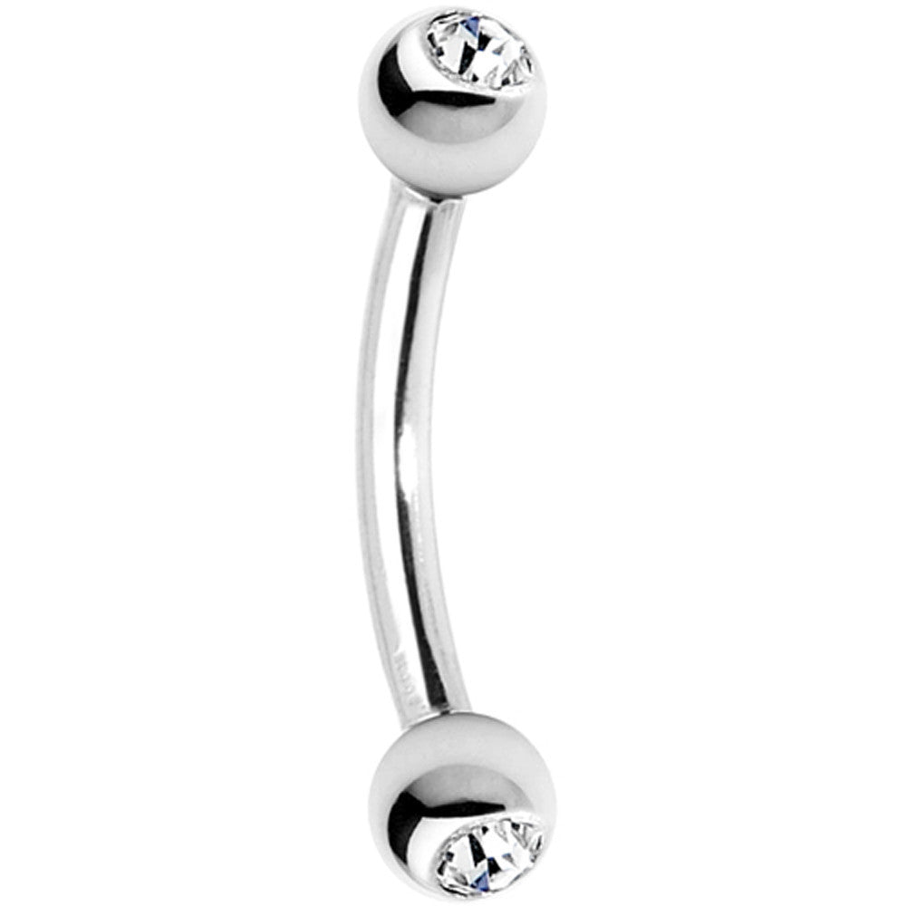 16G 5/16 Clear Gem Internally Threaded Eyebrow Ring