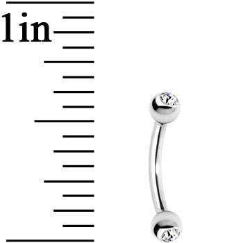 16G 5/16 Clear Gem Internally Threaded Eyebrow Ring