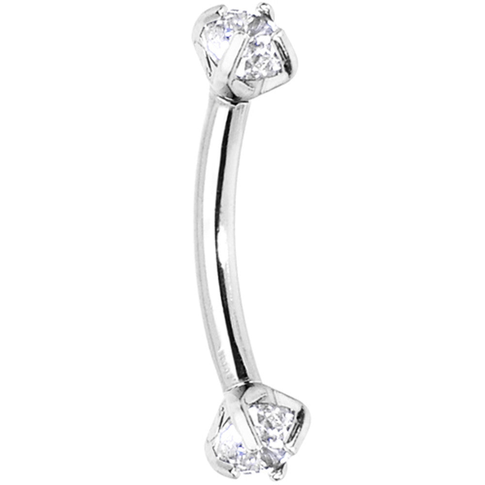 Clear Prong Set Gem Internally Threaded Eyebrow Ring