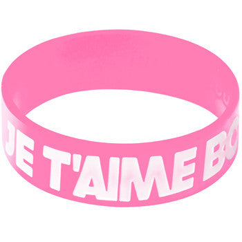 Pink White Jet'aime Boobies Awareness for Breast Cancer Bracelet