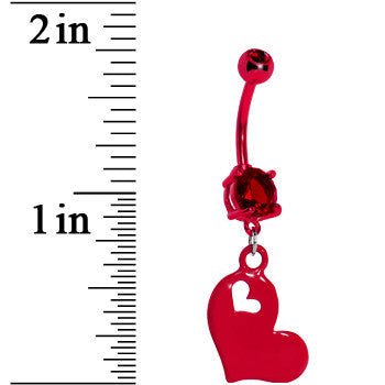 True Love Red Heart Dangle Belly Ring