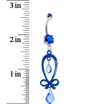 Dazzling Blue Gem Ribbon Dangle Belly Ring