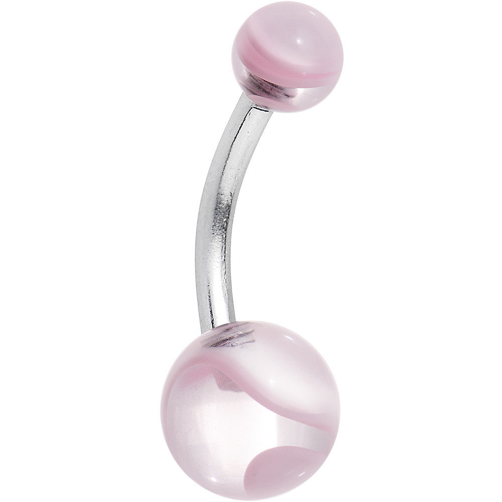 Grade 23 Solid Titanium Pink Acrylic Swirl Belly Ring