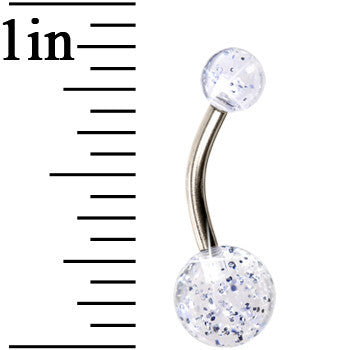 Grade 23 Solid Titanium Clear Glitter Acrylic Belly Ring