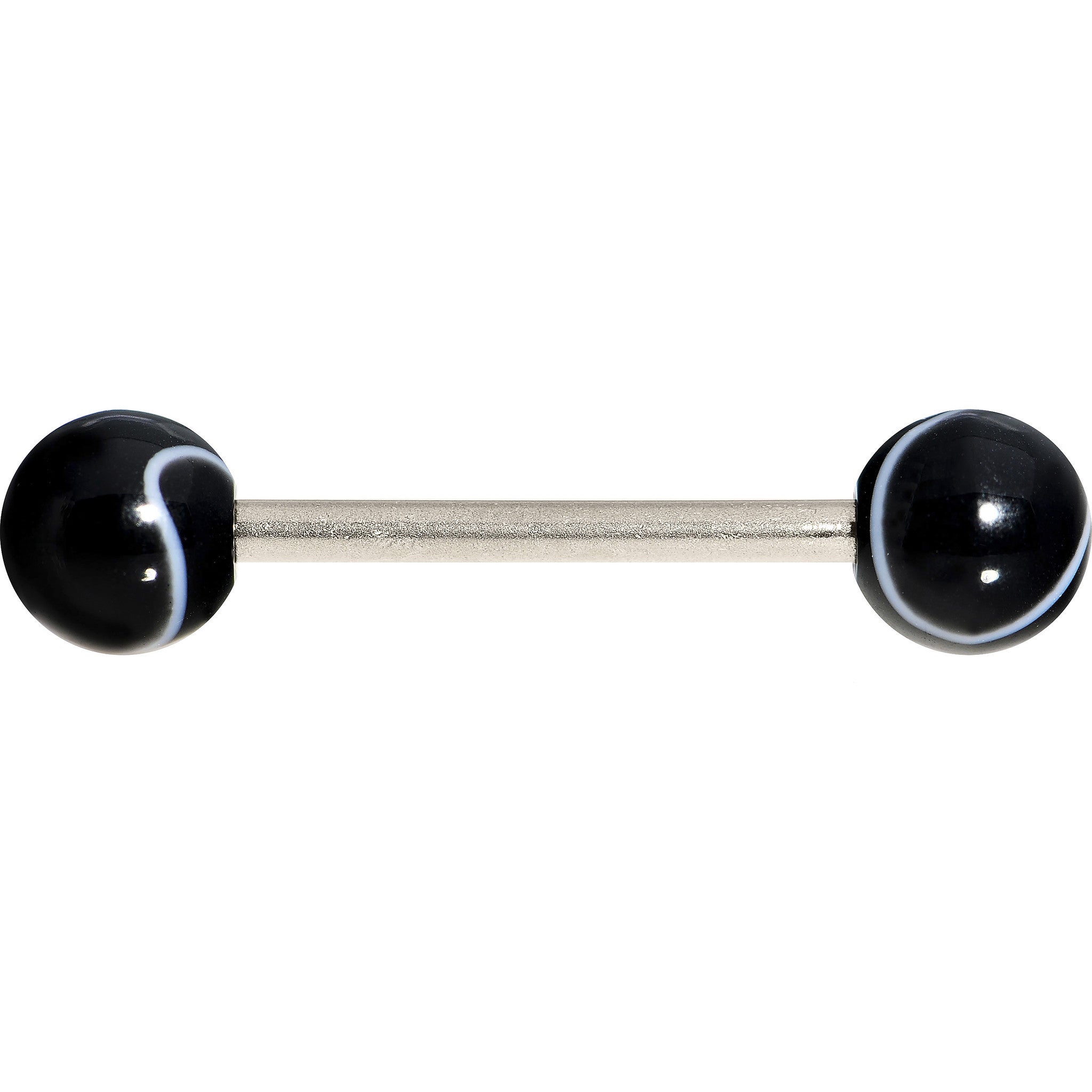 Grade 23 Solid Titanium Black Marble Acrylic Barbell Tongue Ring