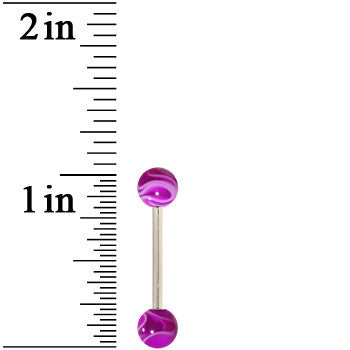 Grade 23 Solid Titanium Purple Marble Acrylic Barbell Tongue Ring