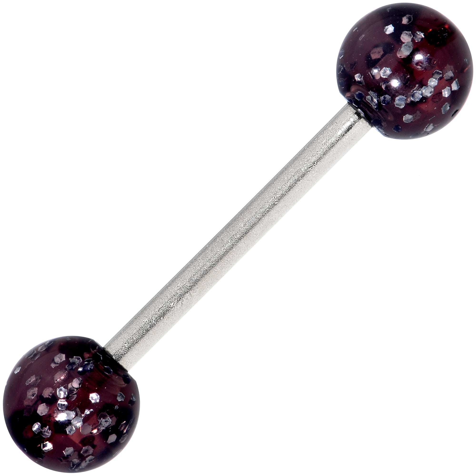 Grade 23 Solid Titanium Black Glitter Acrylic Barbell Tongue Ring