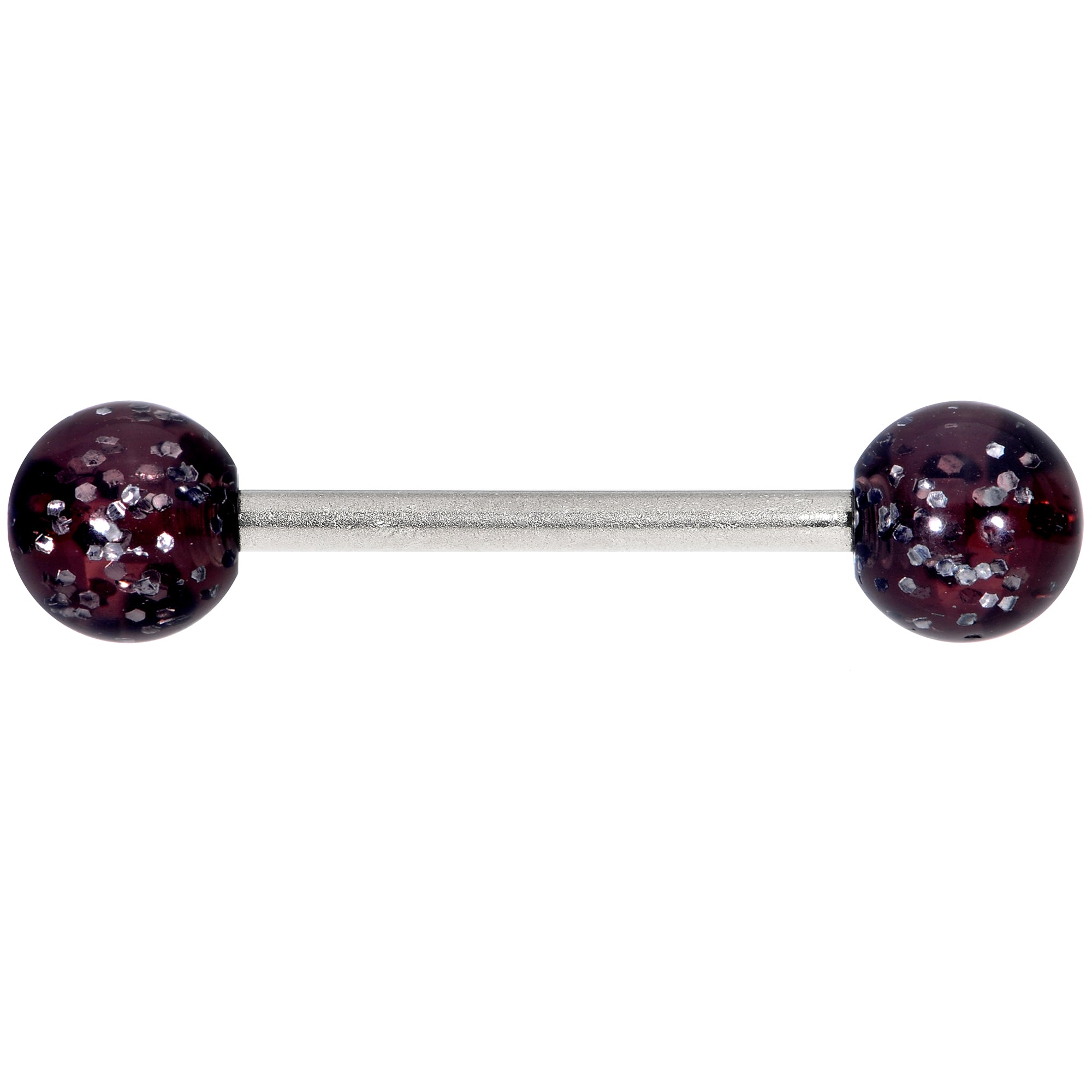 Grade 23 Solid Titanium Black Glitter Acrylic Barbell Tongue Ring