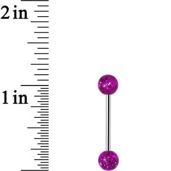 Grade 23 Solid Titanium Purple Glitter Acrylic Barbell Tongue Ring