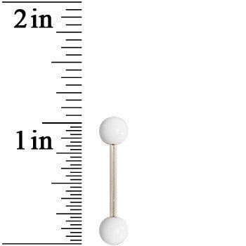 Grade 23 Solid Titanium Flat White Acrylic Barbell Tongue Ring