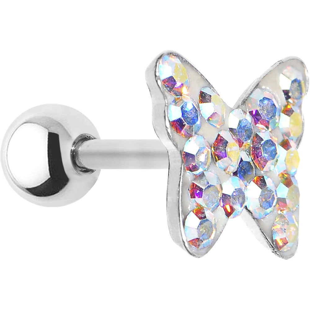 16G Aurora Crystal Ferido Butterfly Cartilage Tragus Earring