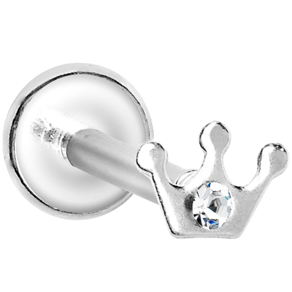 16G Clear Gem Steel Crown Internally Threaded Labret Monroe