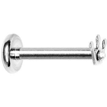 16G Clear Gem Steel Crown Internally Threaded Labret Monroe