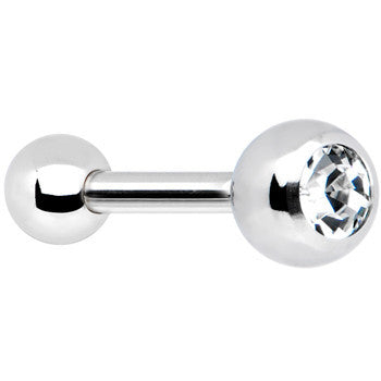 16G 1/4 Stainless Steel Internally Threaded CZ Barbell
