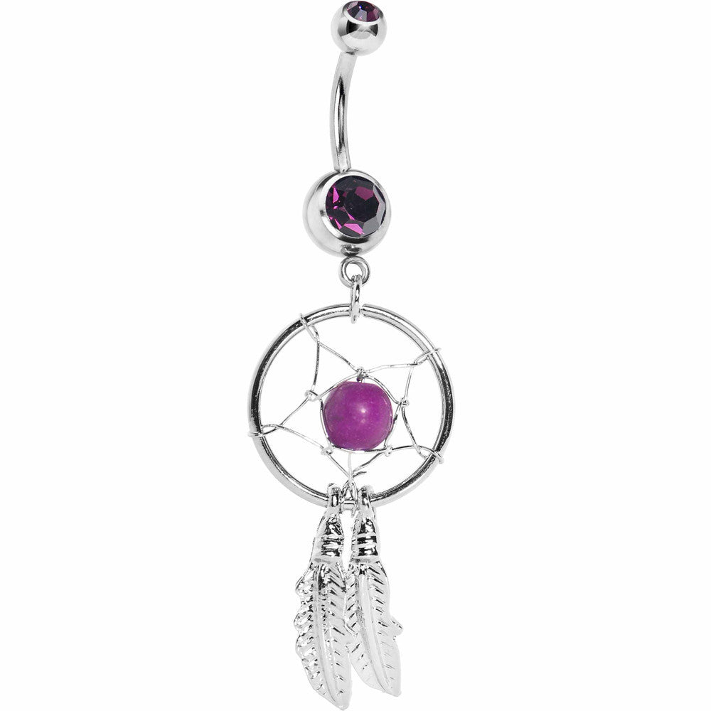 Purple Native American Dreamcatcher Belly Ring