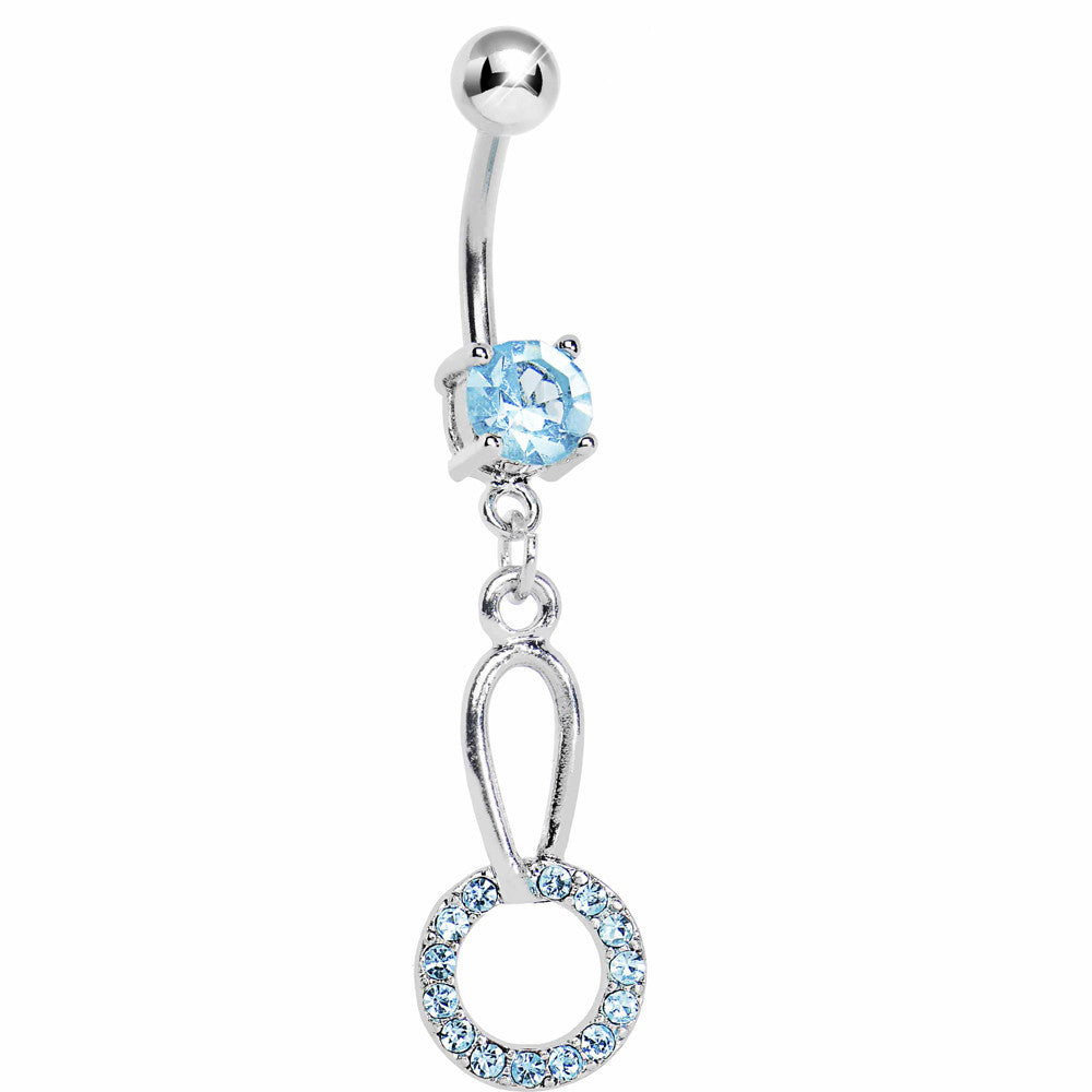 Aqua Gem Paved Circular Loop Belly Ring