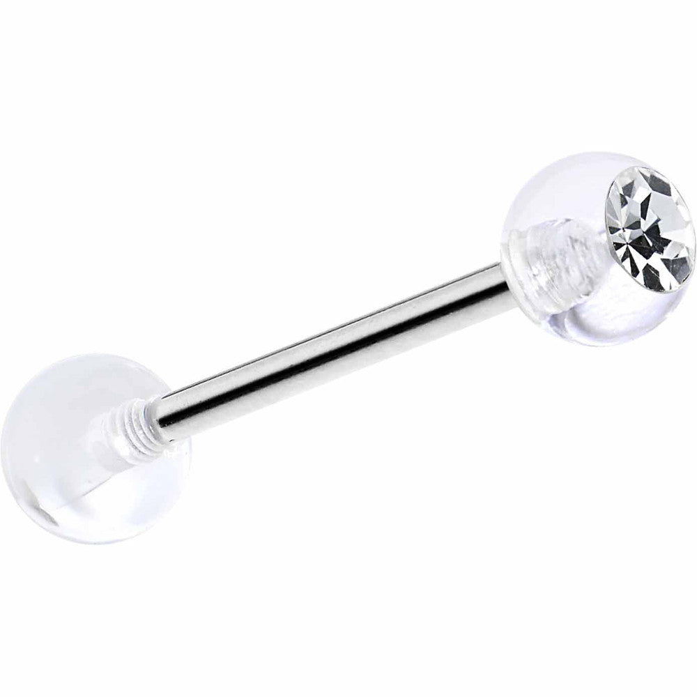 Clear Acrylic Single Gem Barbell Tongue Ring