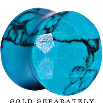 5/8 Turquoise Semi Precious Stone Faceted Double Flare Plug