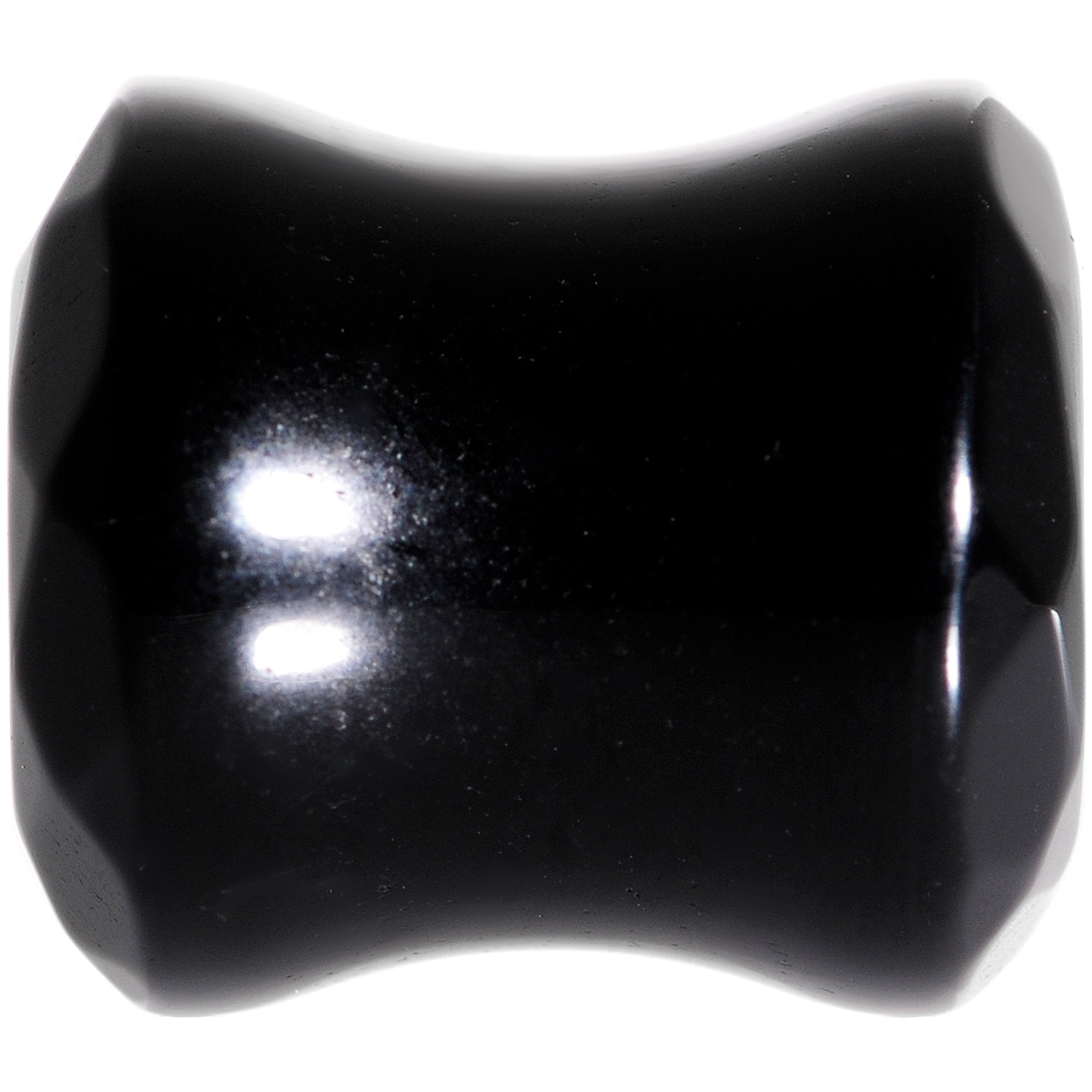 00G Black Agate Semi Precious Stone Saddle Plug Set