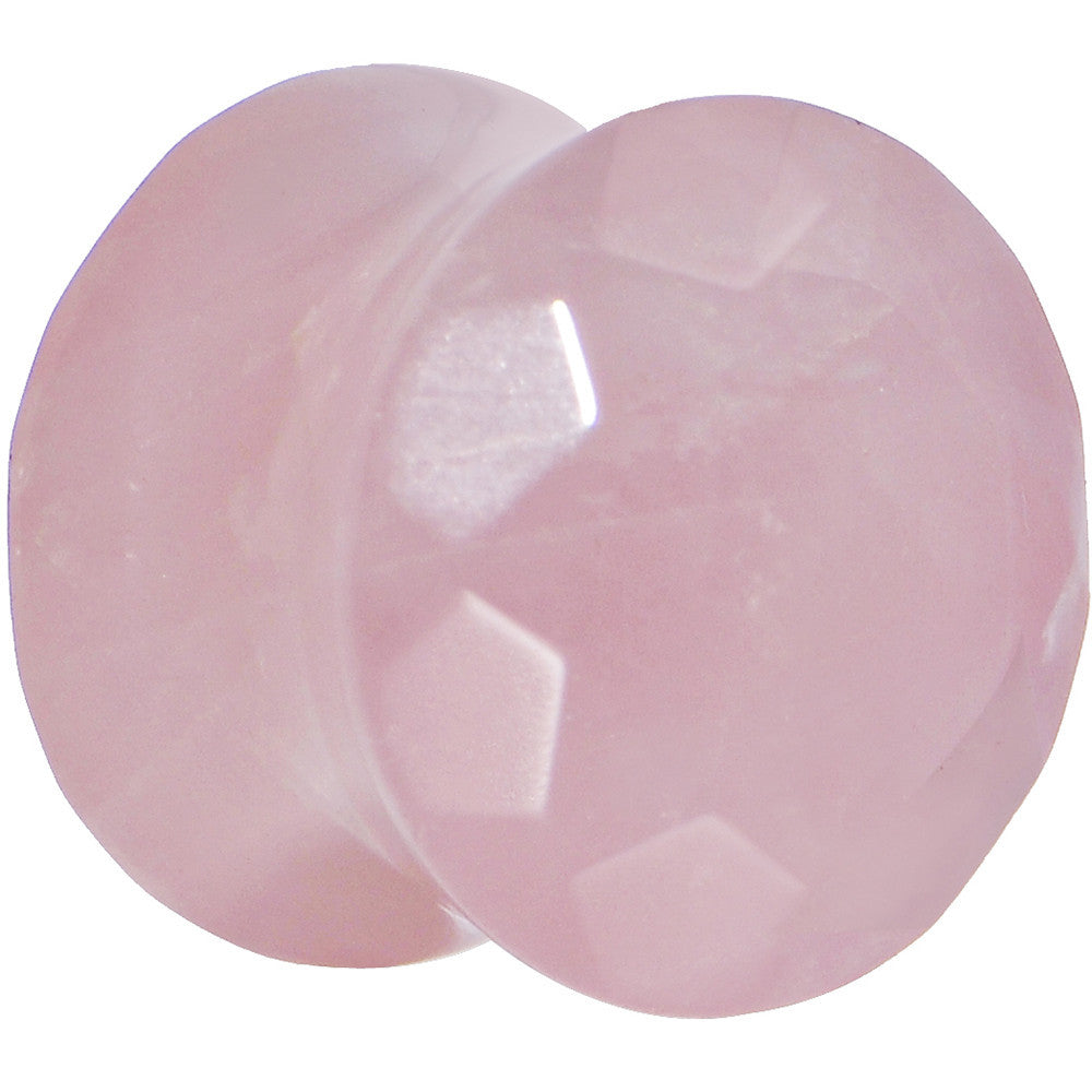 4G Rose Flower Quartz Semi Precious Stone Faceted Double Flare Plug