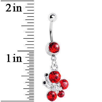 Red Gem Flowering Butterfly Belly Ring