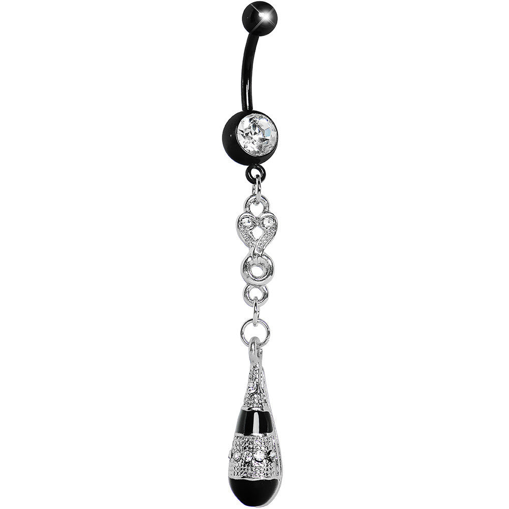 Crystalline Gem Exotic Midnight Teardrop Bead Belly Ring