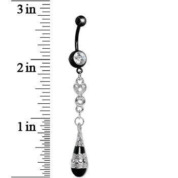 Crystalline Gem Exotic Midnight Teardrop Bead Belly Ring
